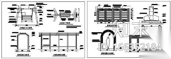 秋千和木质和藤质花架施工图施工图下载【ID:166352184】
