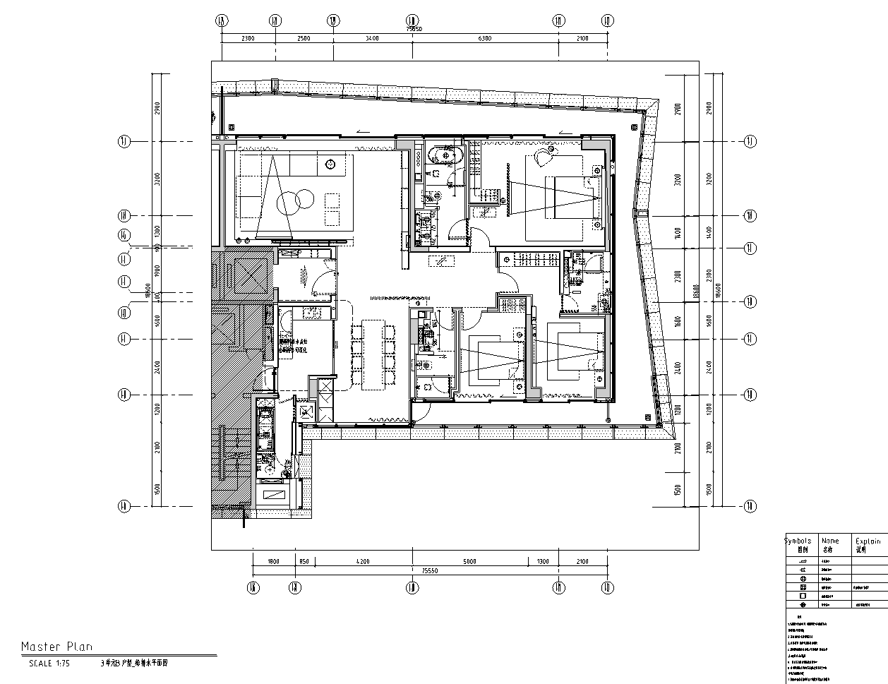 [深圳]汉京半山公馆192㎡大平层豪宅样板间施工图下载【ID:166982111】