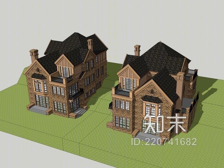 英式独栋别墅SU模型下载【ID:220741682】