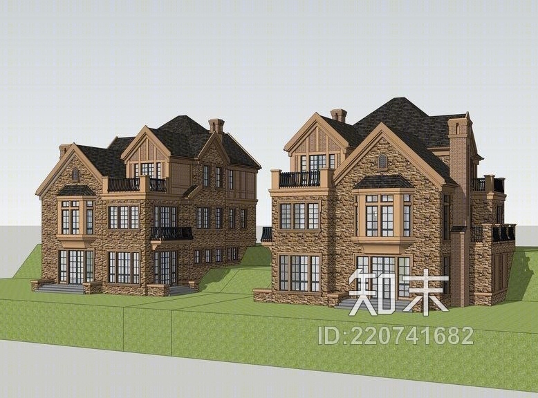 英式独栋别墅SU模型下载【ID:220741682】