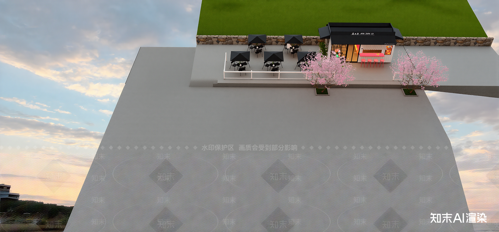 现代屋顶花园SU模型下载【ID:1215198599】