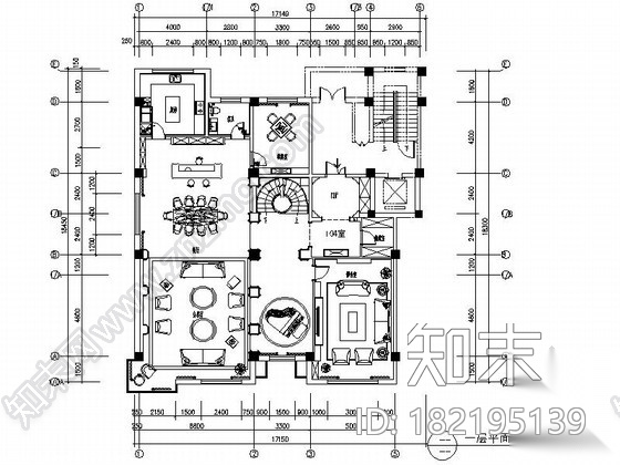 [内蒙古]欧式古典双层别墅室内装修图（含效果）cad施工图下载【ID:182195139】