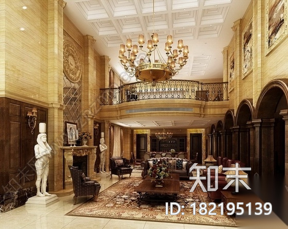 [内蒙古]欧式古典双层别墅室内装修图（含效果）cad施工图下载【ID:182195139】