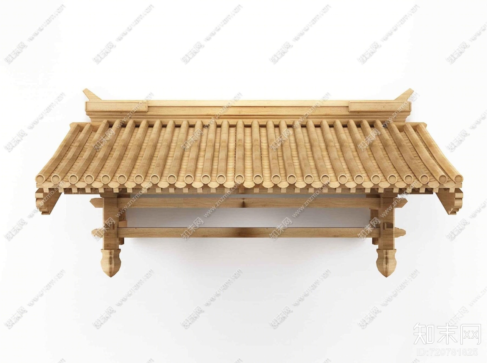 新中式门头屋檐建筑构件3D模型下载【ID:720781825】