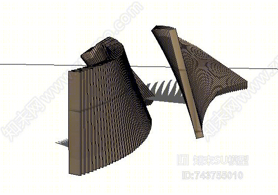 现代竹子景观墙SU模型下载【ID:743755010】