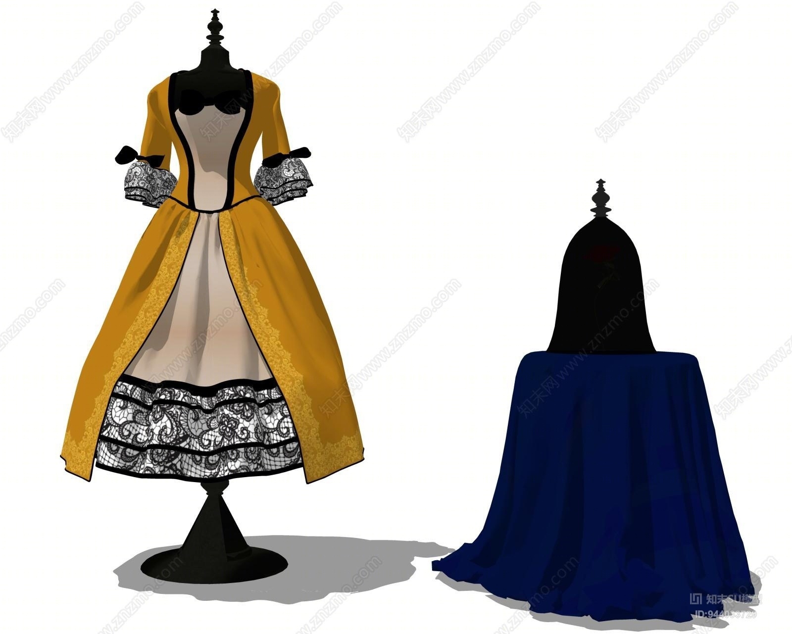 美式礼服SU模型下载【ID:944033729】