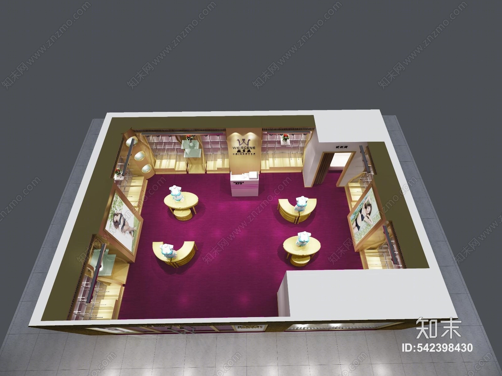 中式街铺内衣专卖店3D模型下载【ID:542398430】