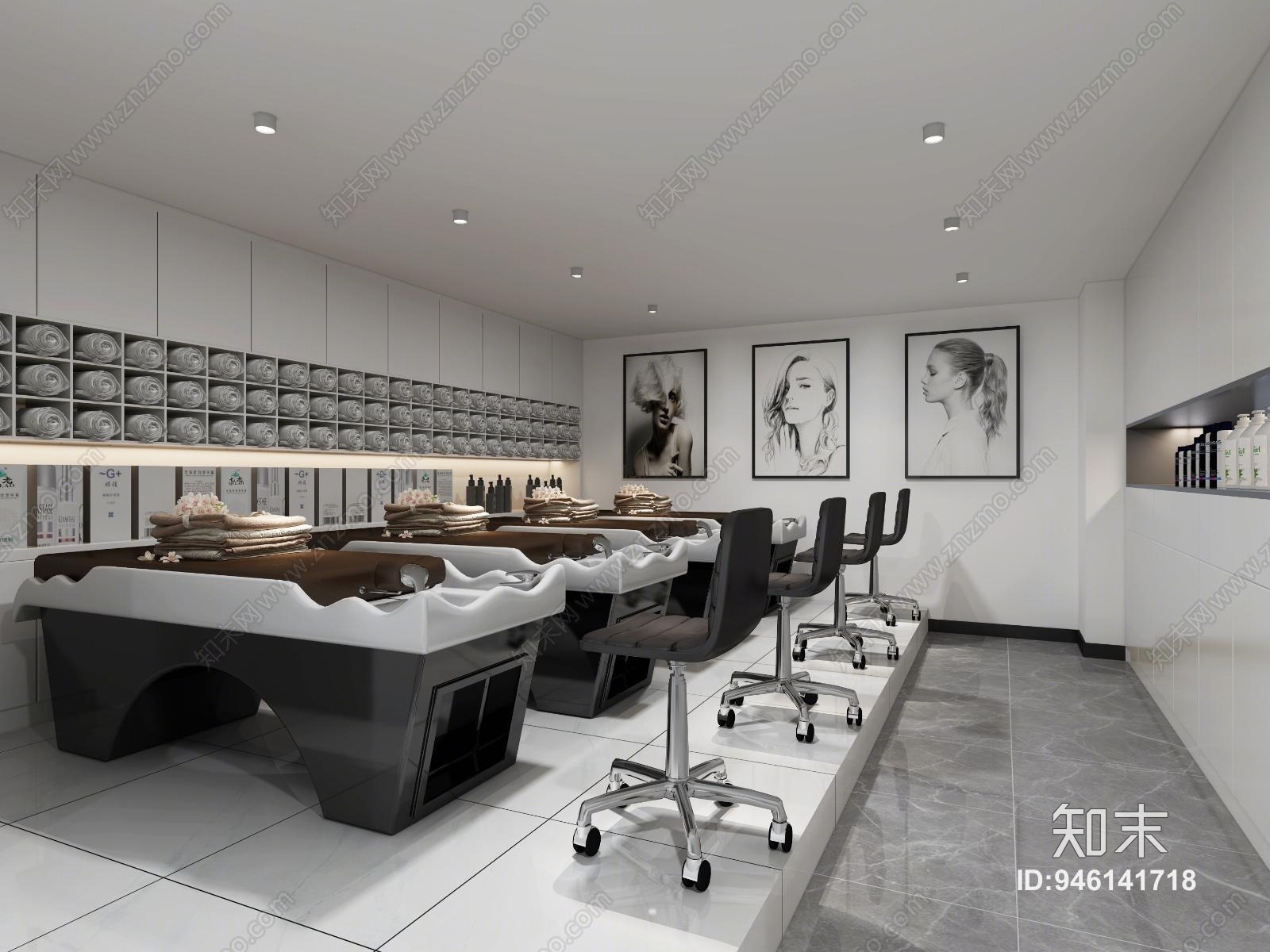 现代风格理发店3D模型下载【ID:946141718】