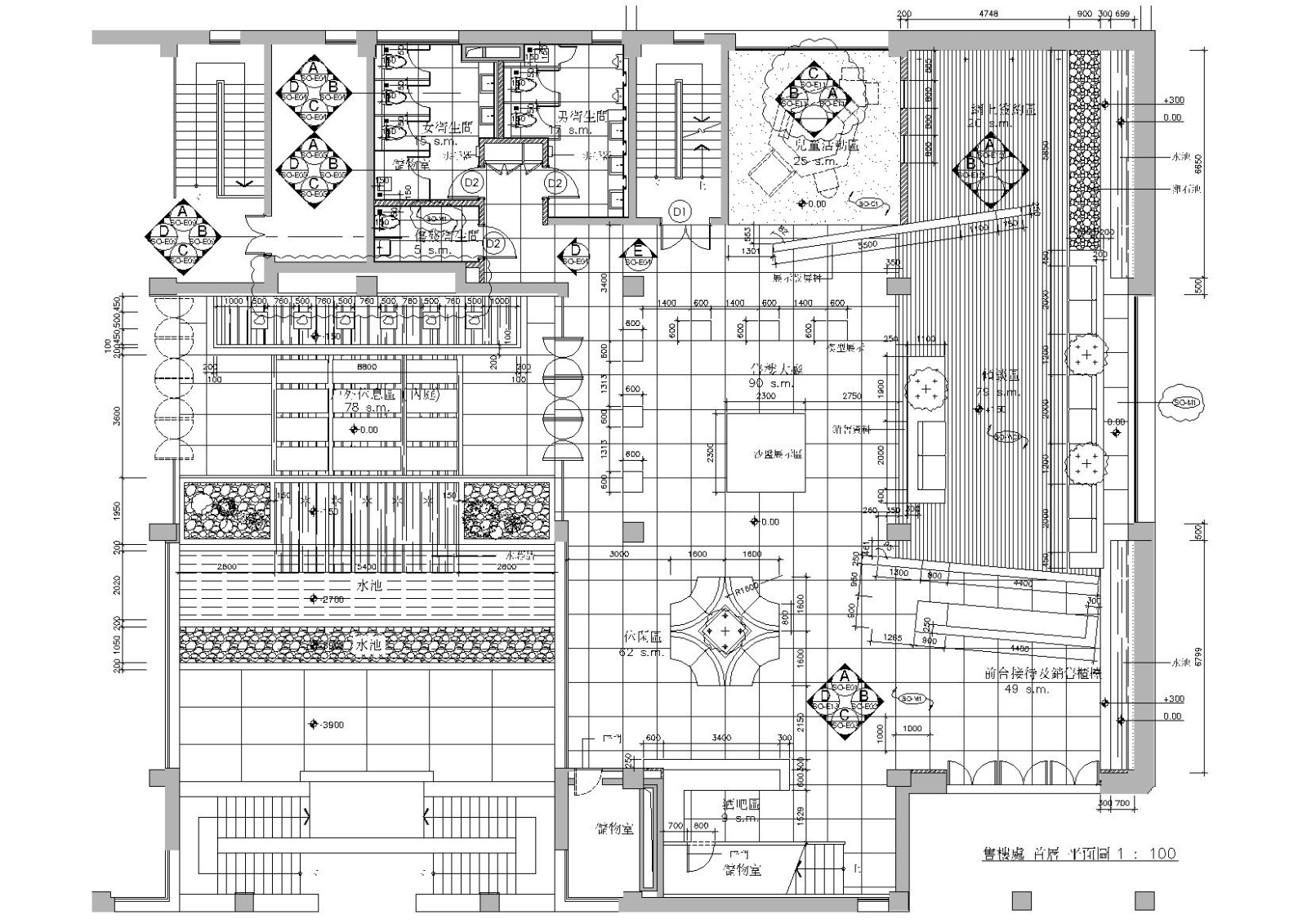 [北京]梁志天_天劲花园​售楼处装饰施工图施工图下载【ID:160704141】