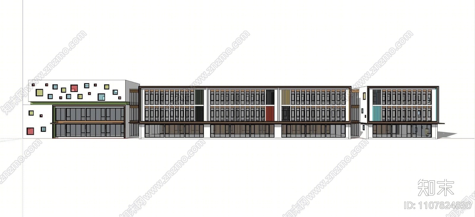 现代幼儿园教学楼建筑SU模型下载【ID:1107824830】