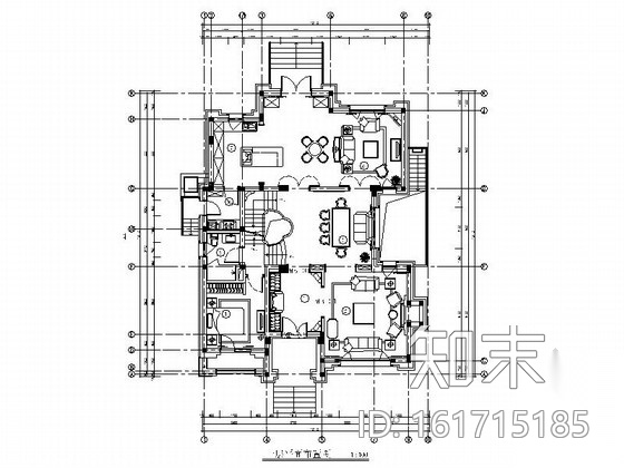 精品豪华法式乡村风格两层别墅室内装修施工图（含软装方...cad施工图下载【ID:161715185】