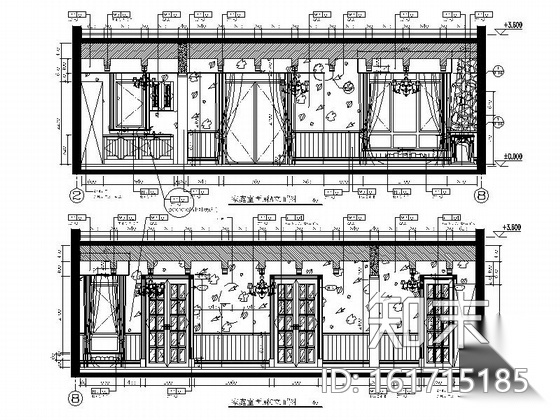 精品豪华法式乡村风格两层别墅室内装修施工图（含软装方...cad施工图下载【ID:161715185】