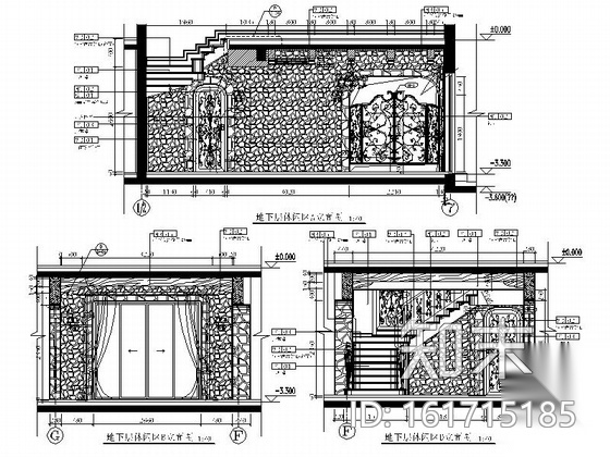 精品豪华法式乡村风格两层别墅室内装修施工图（含软装方...cad施工图下载【ID:161715185】