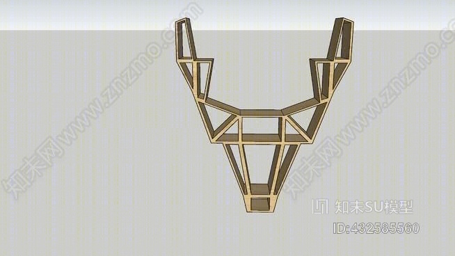 书架书柜鹿角SU模型下载【ID:432585560】