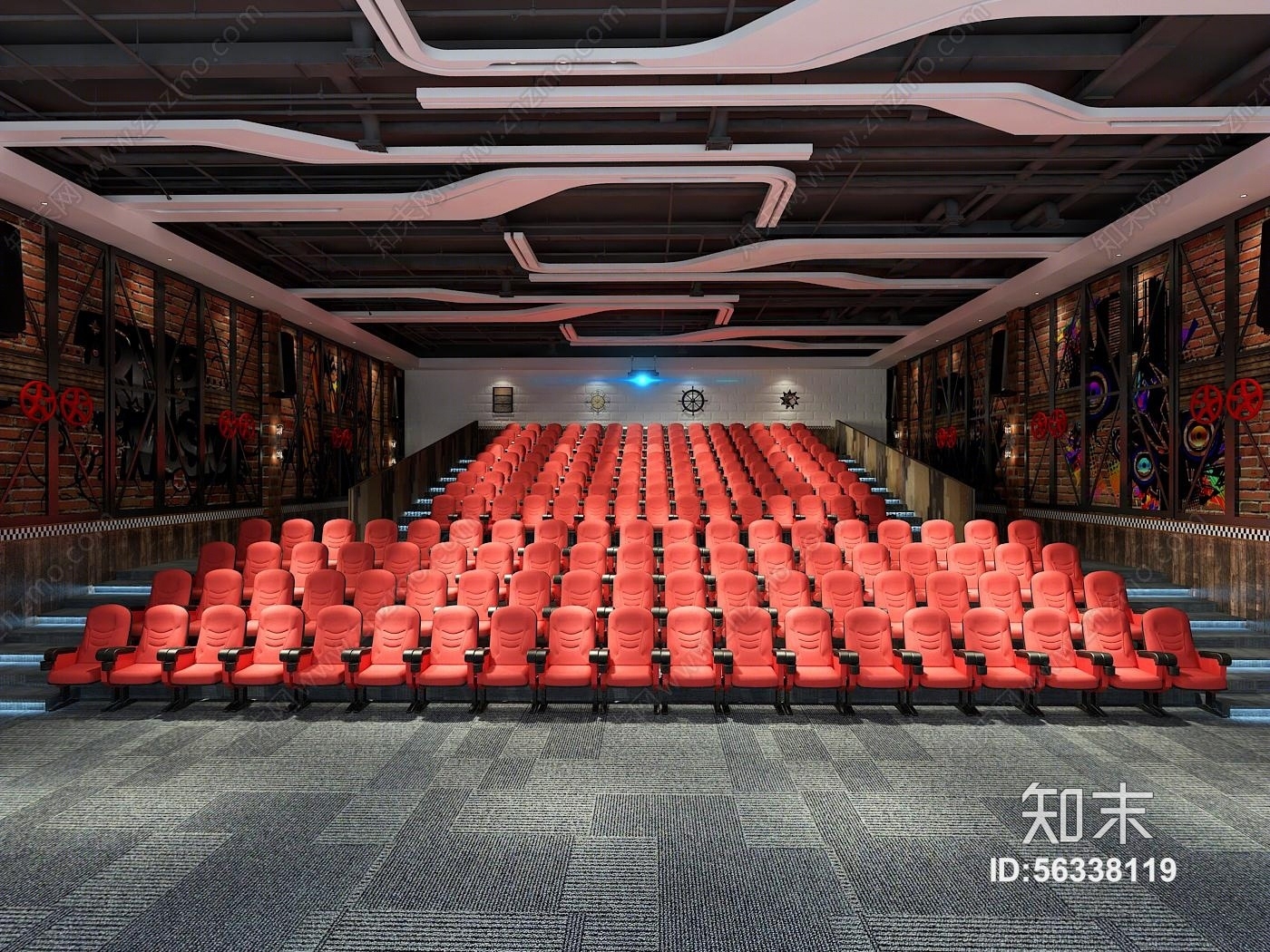 工业风电影院影厅3D模型下载【ID:56338119】