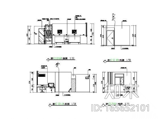 酒店标间立面图Ⅱ施工图下载【ID:165652101】