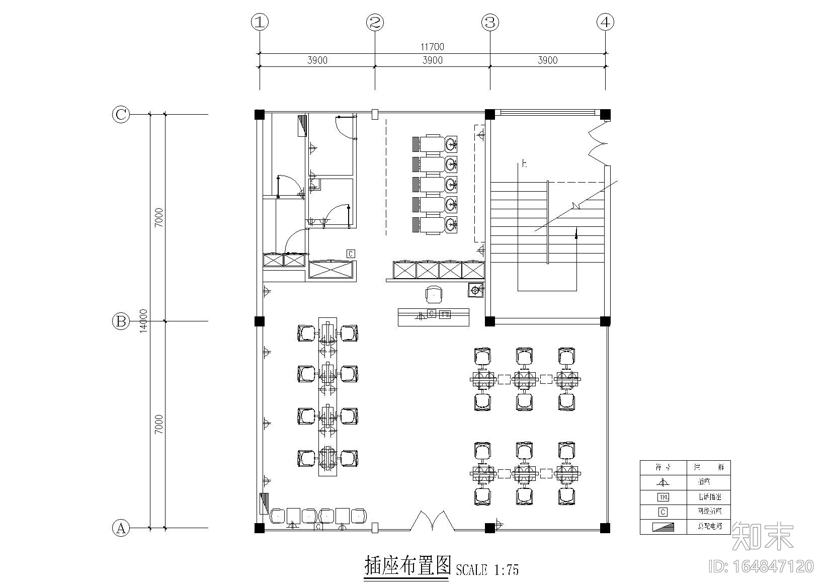 [江苏]常州VK发型威肯美发沙龙室内施工图cad施工图下载【ID:164847120】