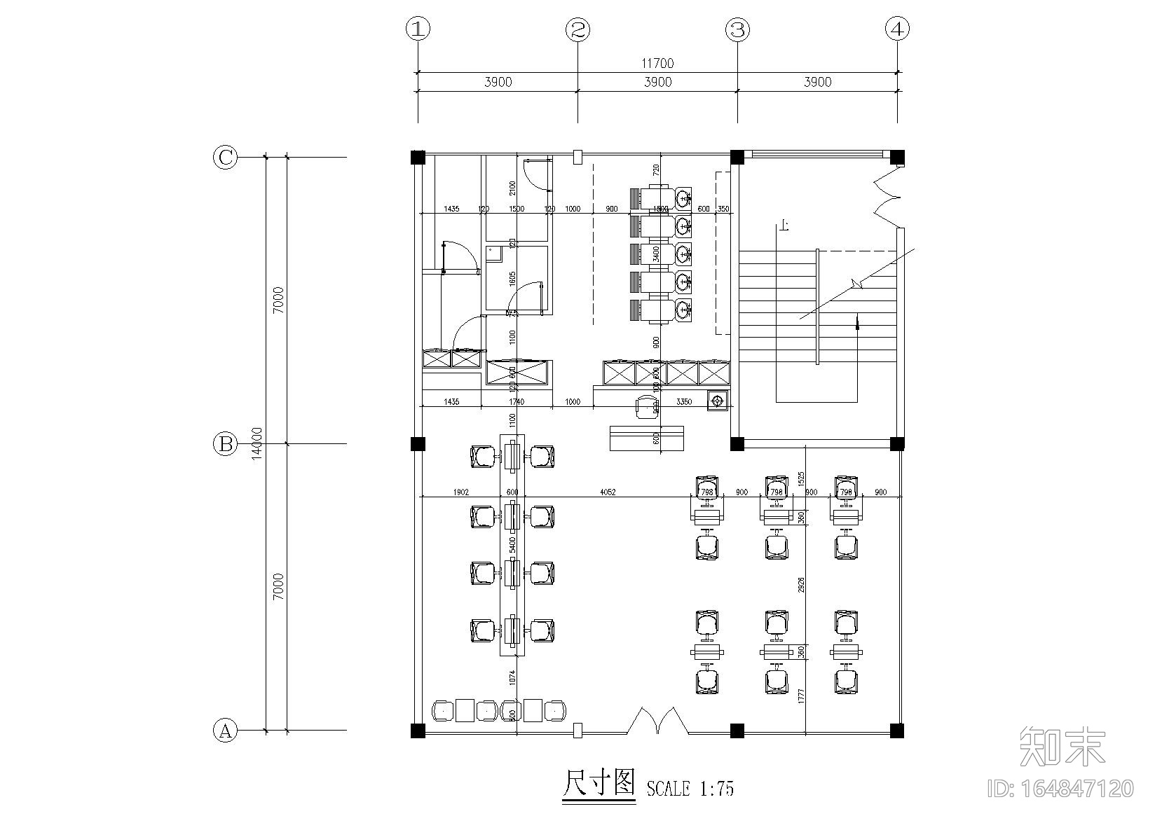 [江苏]常州VK发型威肯美发沙龙室内施工图cad施工图下载【ID:164847120】