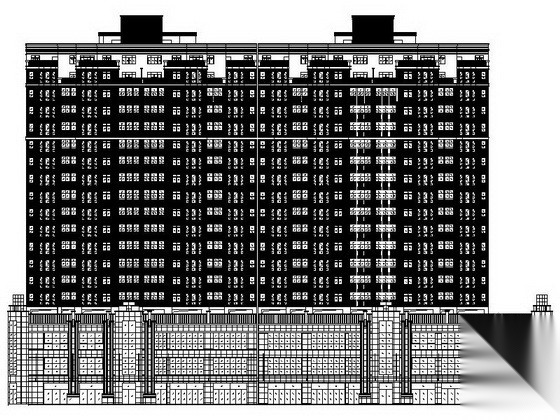 某十九层商住楼建筑施工图（商业+住宅）cad施工图下载【ID:166309138】