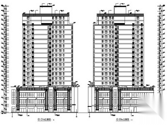 某十九层商住楼建筑施工图（商业+住宅）cad施工图下载【ID:166309138】