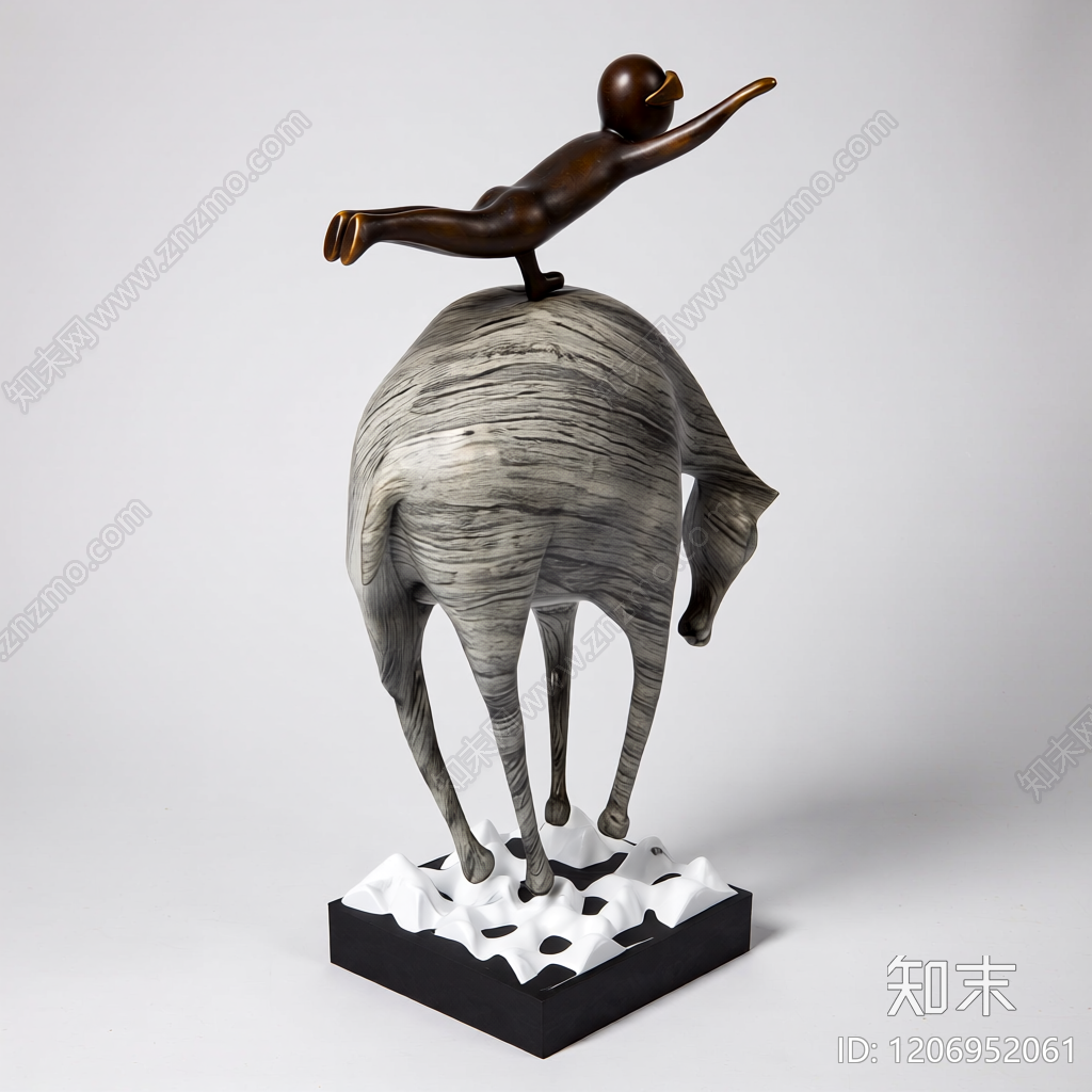 人骑动物雕塑3D模型下载【ID:1206952061】