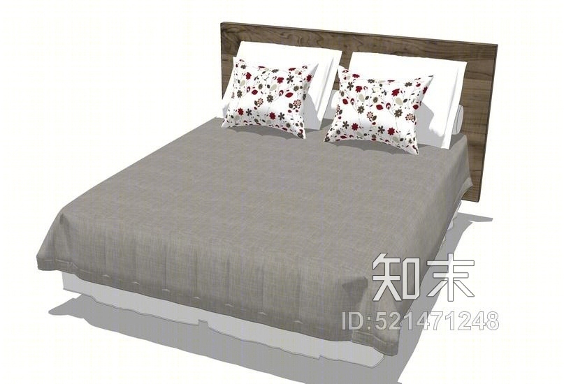 现代双人床SU模型下载【ID:521471248】