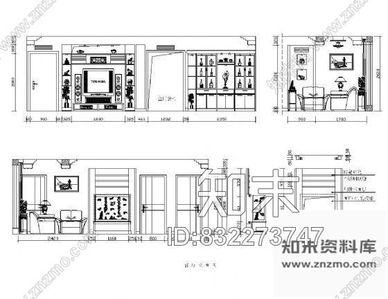 图块/节点客厅立面设计图cad施工图下载【ID:832273747】