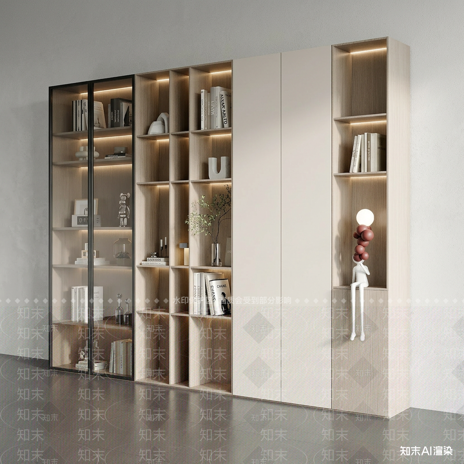 开放式储物展示柜书柜3D模型下载【ID:1227315325】