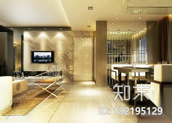 [深圳]福田区CBD新中式四居室装修图（含效果）cad施工图下载【ID:182195129】