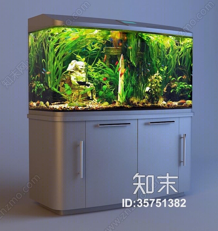 现代白色高柜鱼缸3D模型下载【ID:35751382】