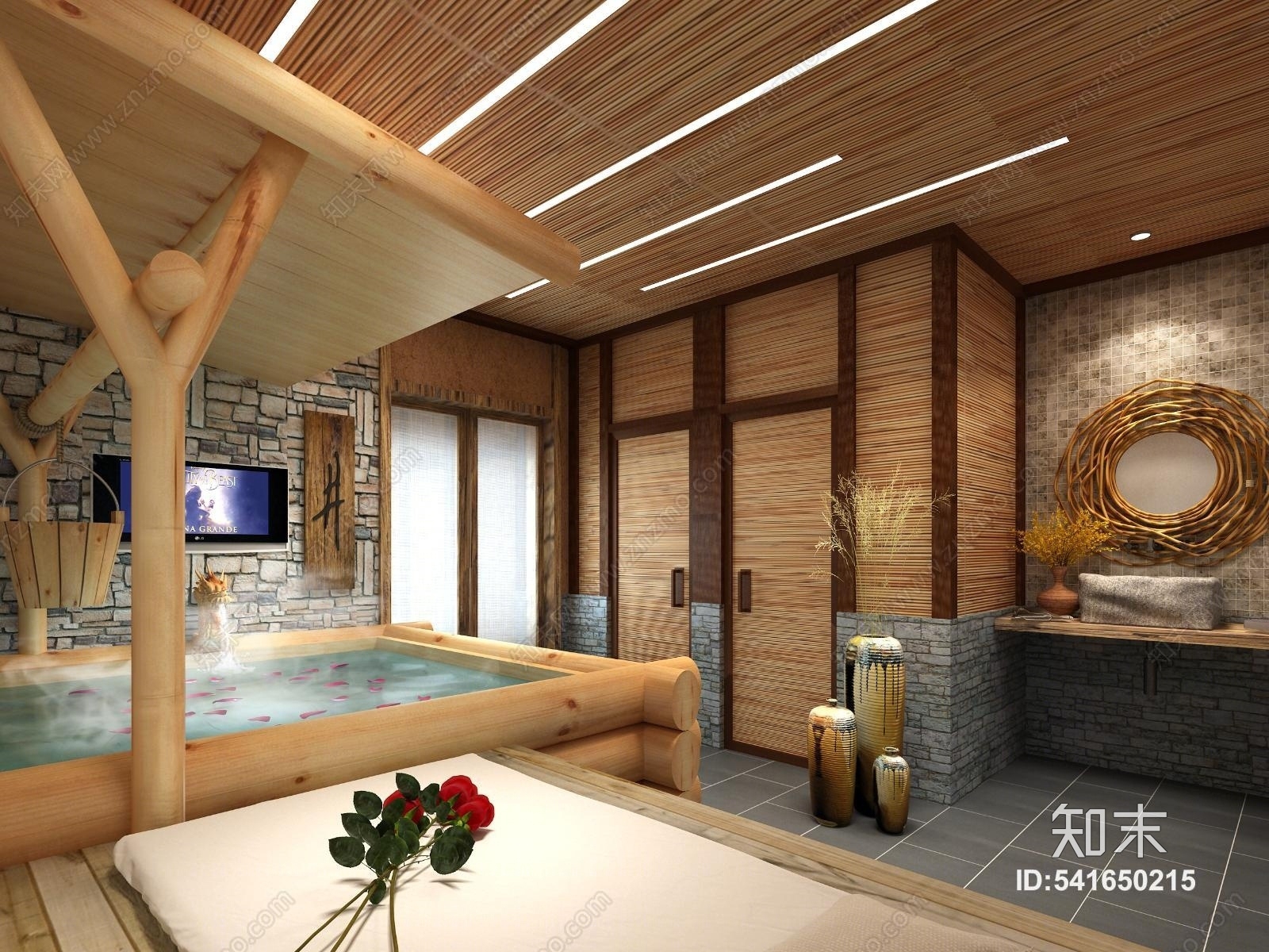 新中式民宿酒店设计3D模型下载【ID:541650215】