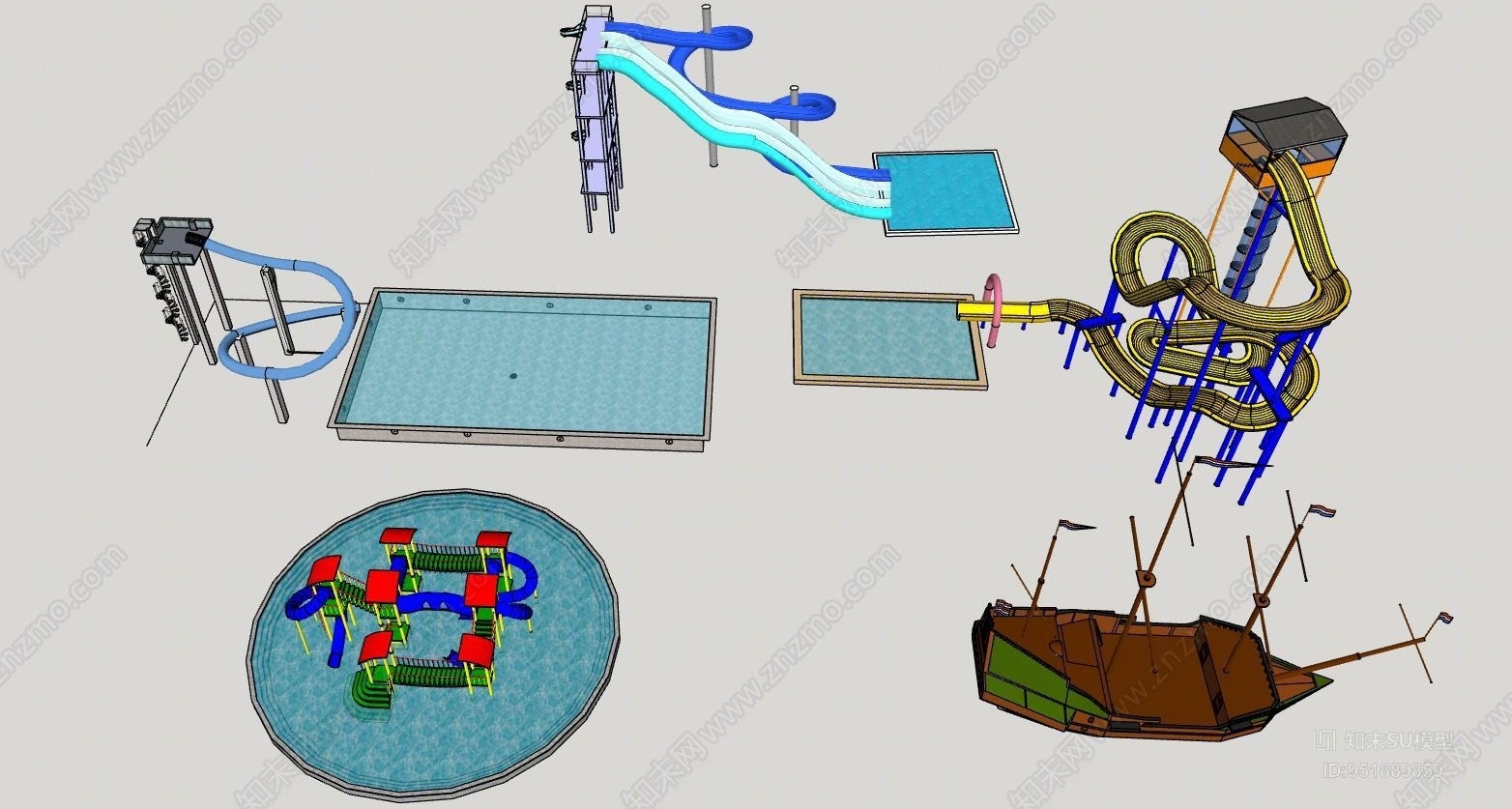 现代风格儿童玩耍水池SU模型下载【ID:951889859】
