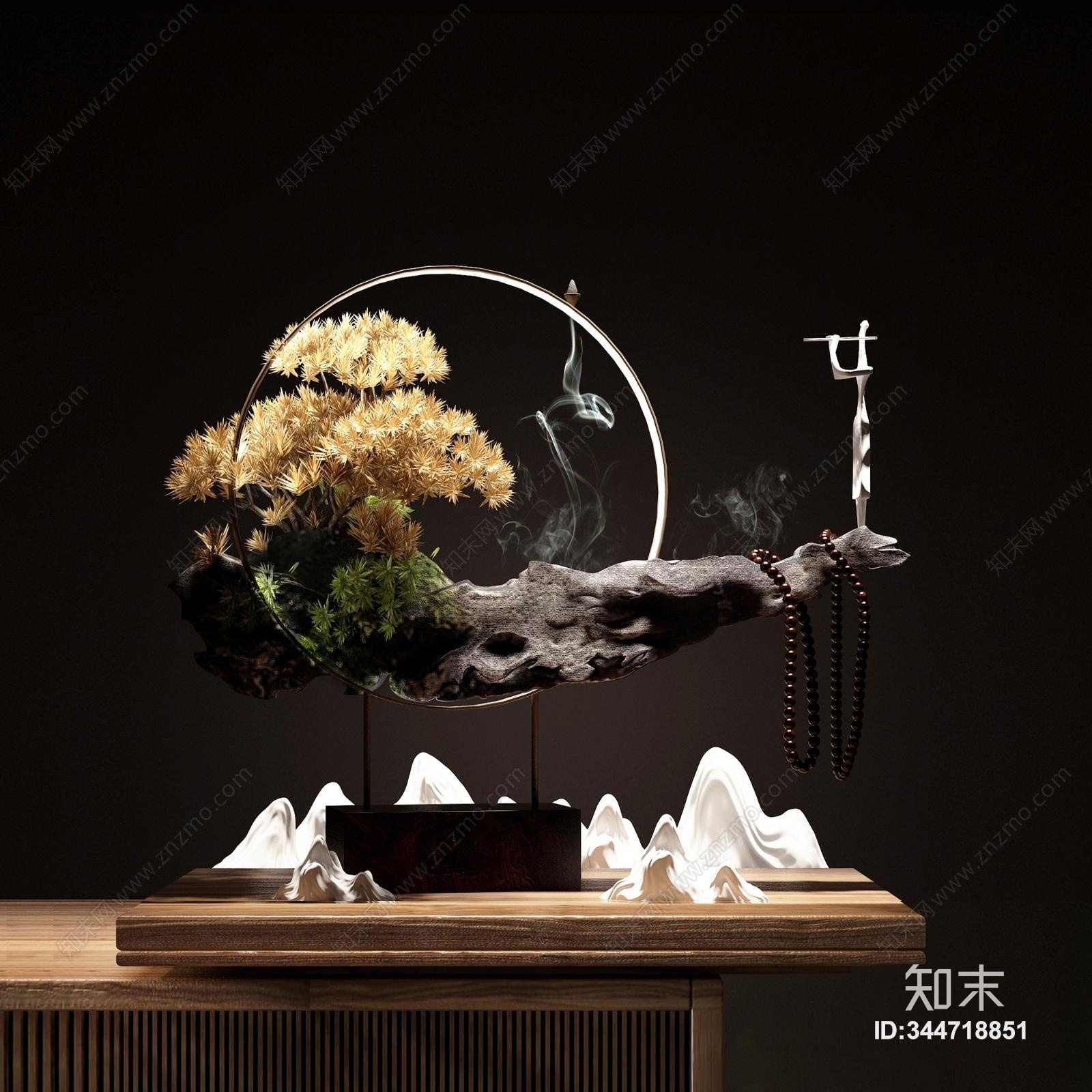 新中式松树盆景盆栽植物摆件3D模型下载【ID:344718851】