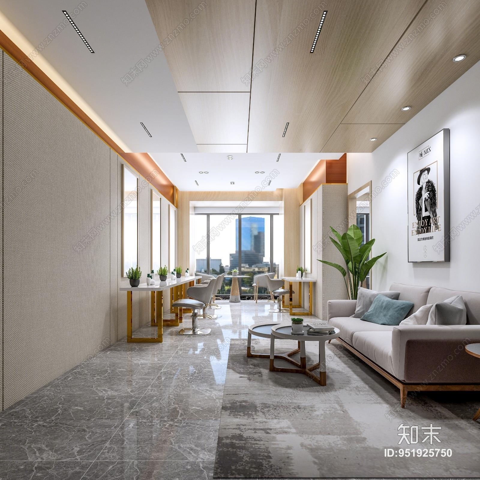 新中式理发店3D模型下载【ID:951925750】