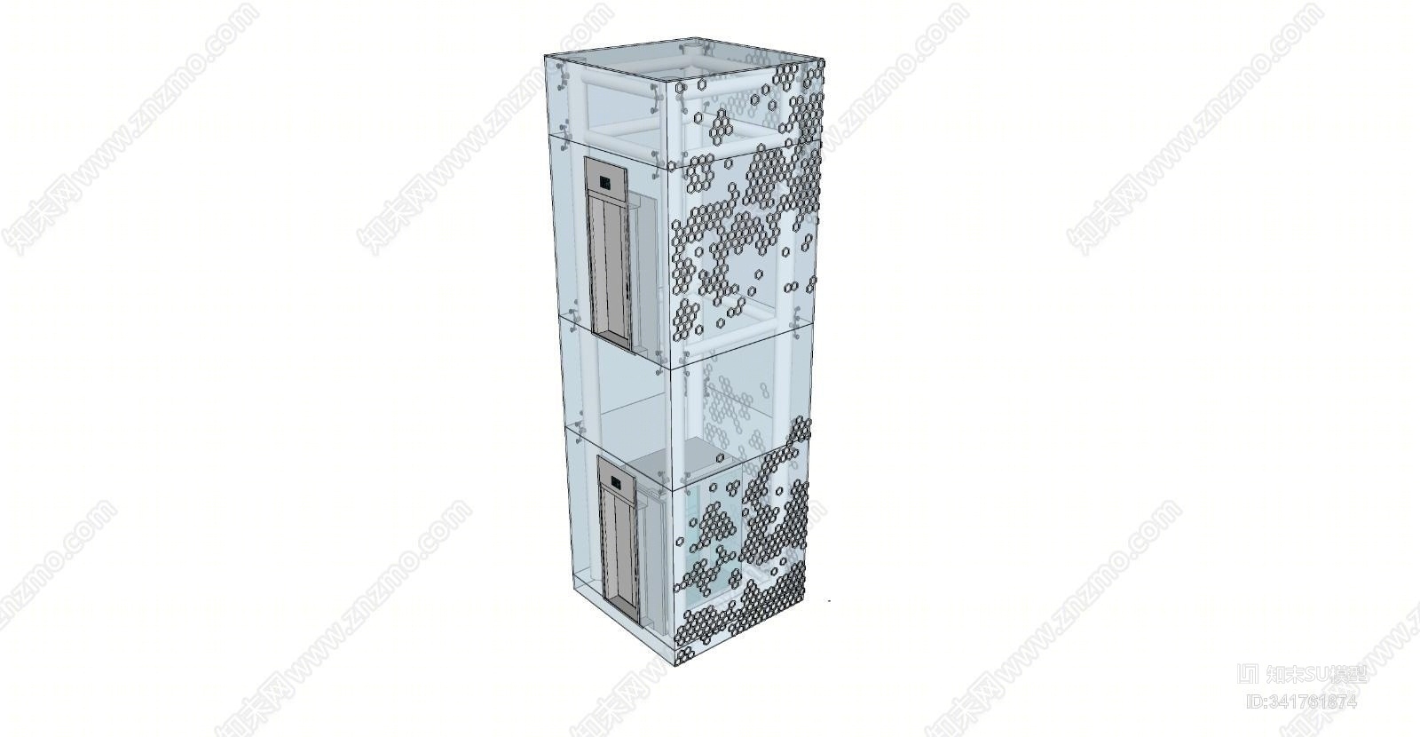 现代风格垂直电梯SU模型下载【ID:341761874】