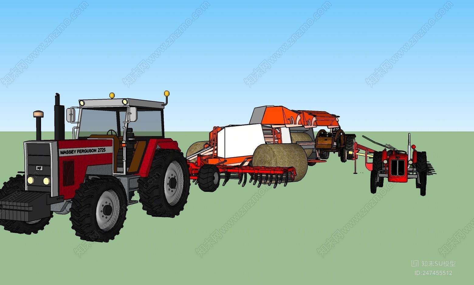 中式休闲农业拖拉机SU模型下载【ID:247455512】