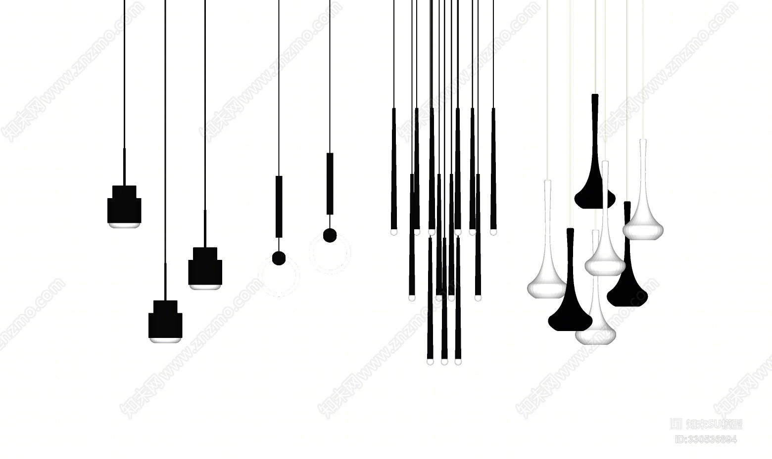 现代简约创意吊灯编钟SU模型下载【ID:330536894】