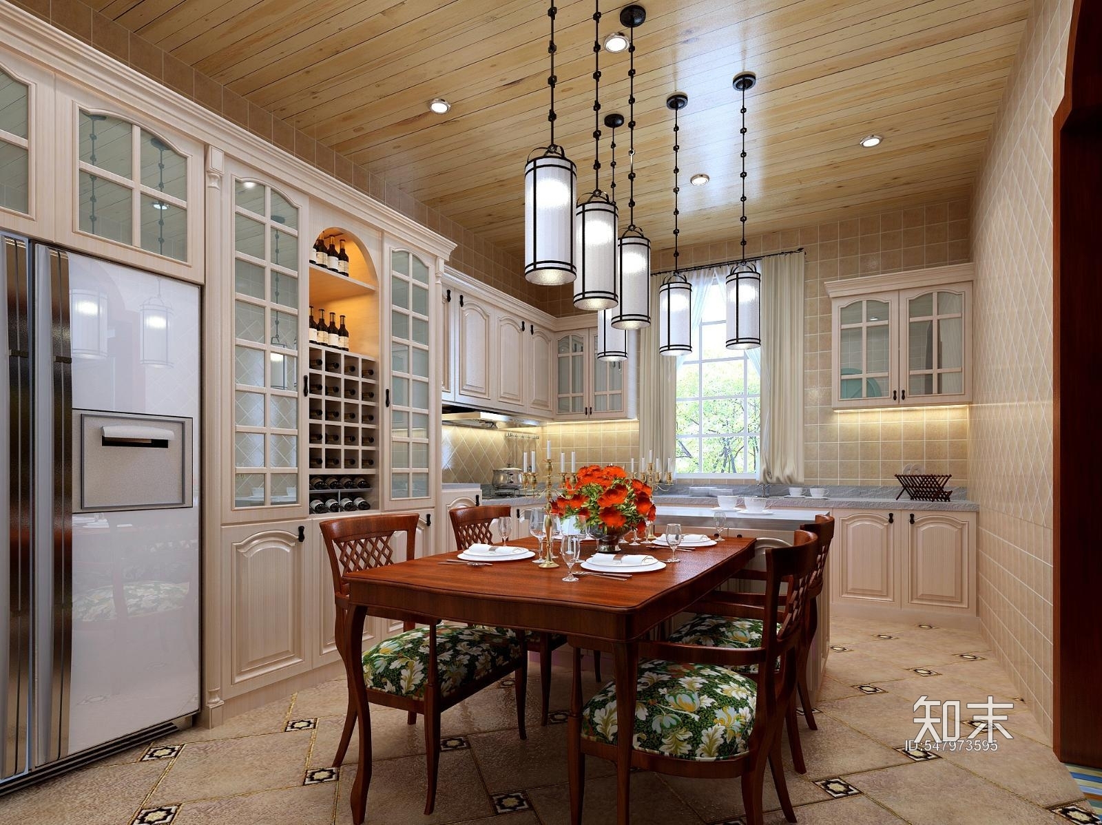 两居室田园风格样板房装修施工图下载【ID:547973595】