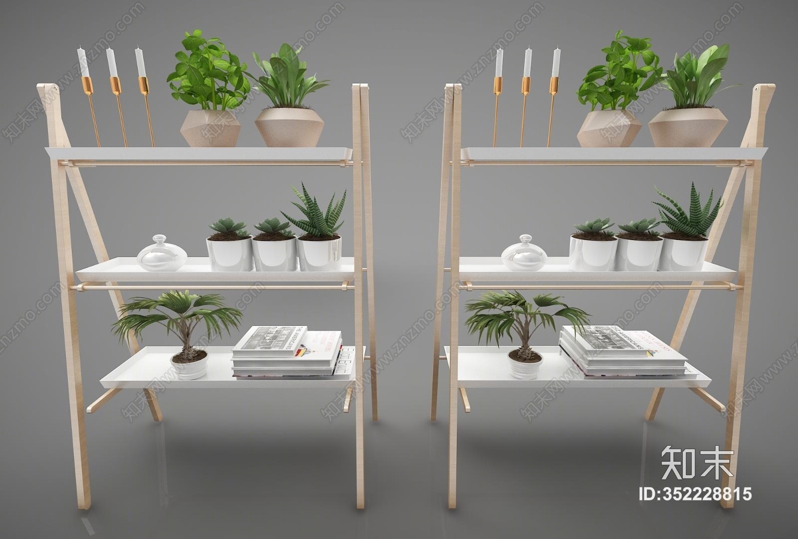 现代风格植物花架3D模型下载【ID:352228815】