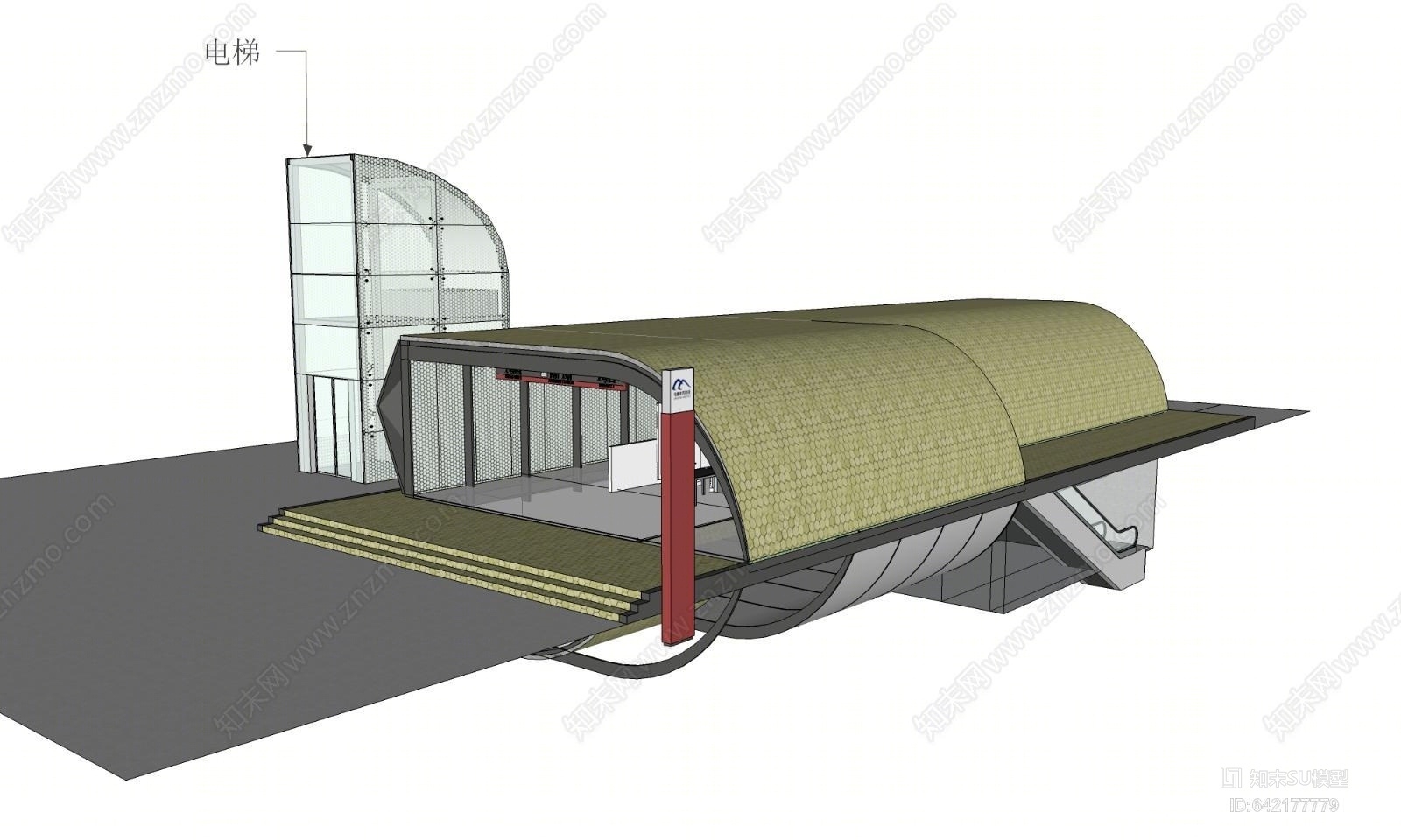 地铁出入口SU模型下载【ID:642177779】