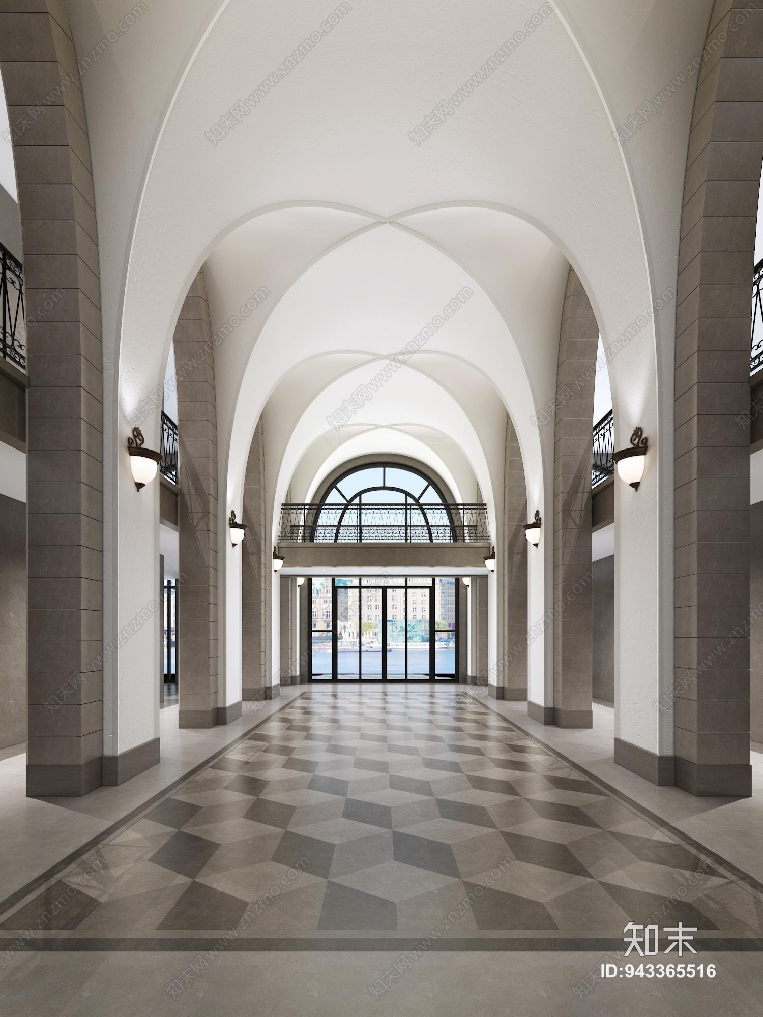 欧式古典教堂门厅3D模型下载【ID:943365516】