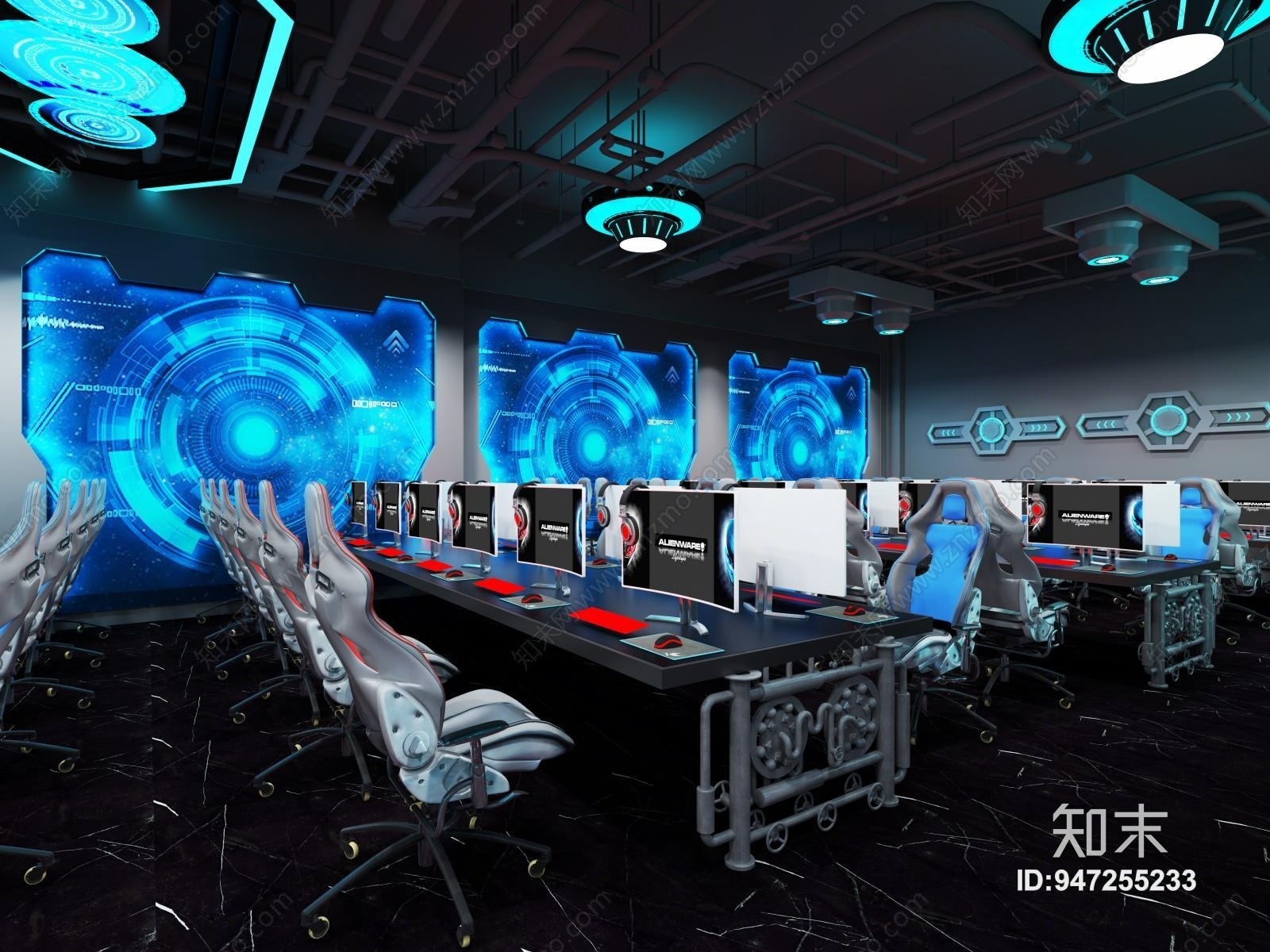 现代科技感网咖3D模型下载【ID:947255233】