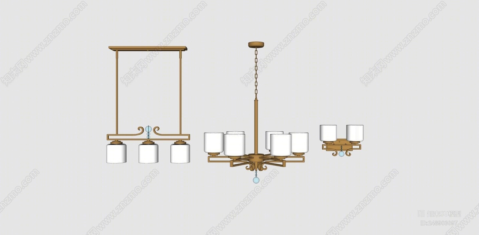 现代风格灯具组合SU模型下载【ID:248903097】