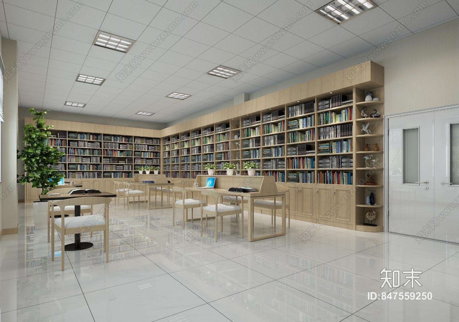现代图书馆3D模型下载【ID:847559250】