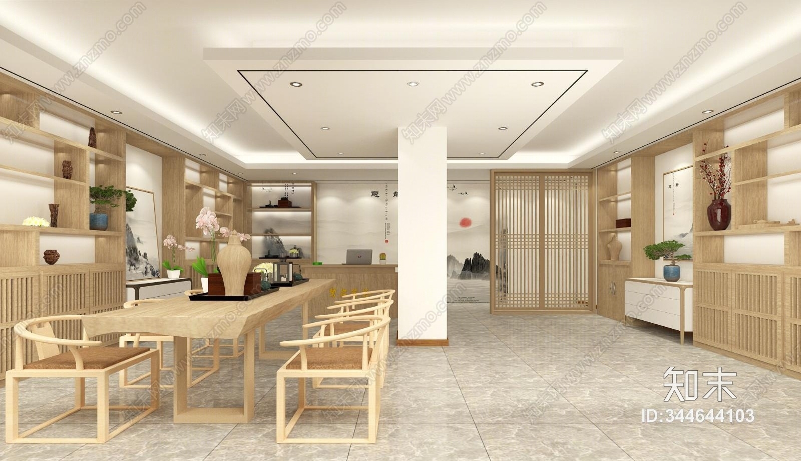 新中式茶餐厅3D模型下载【ID:344644103】