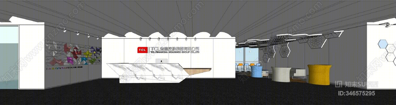 现在工装办公室SU模型下载【ID:346575295】