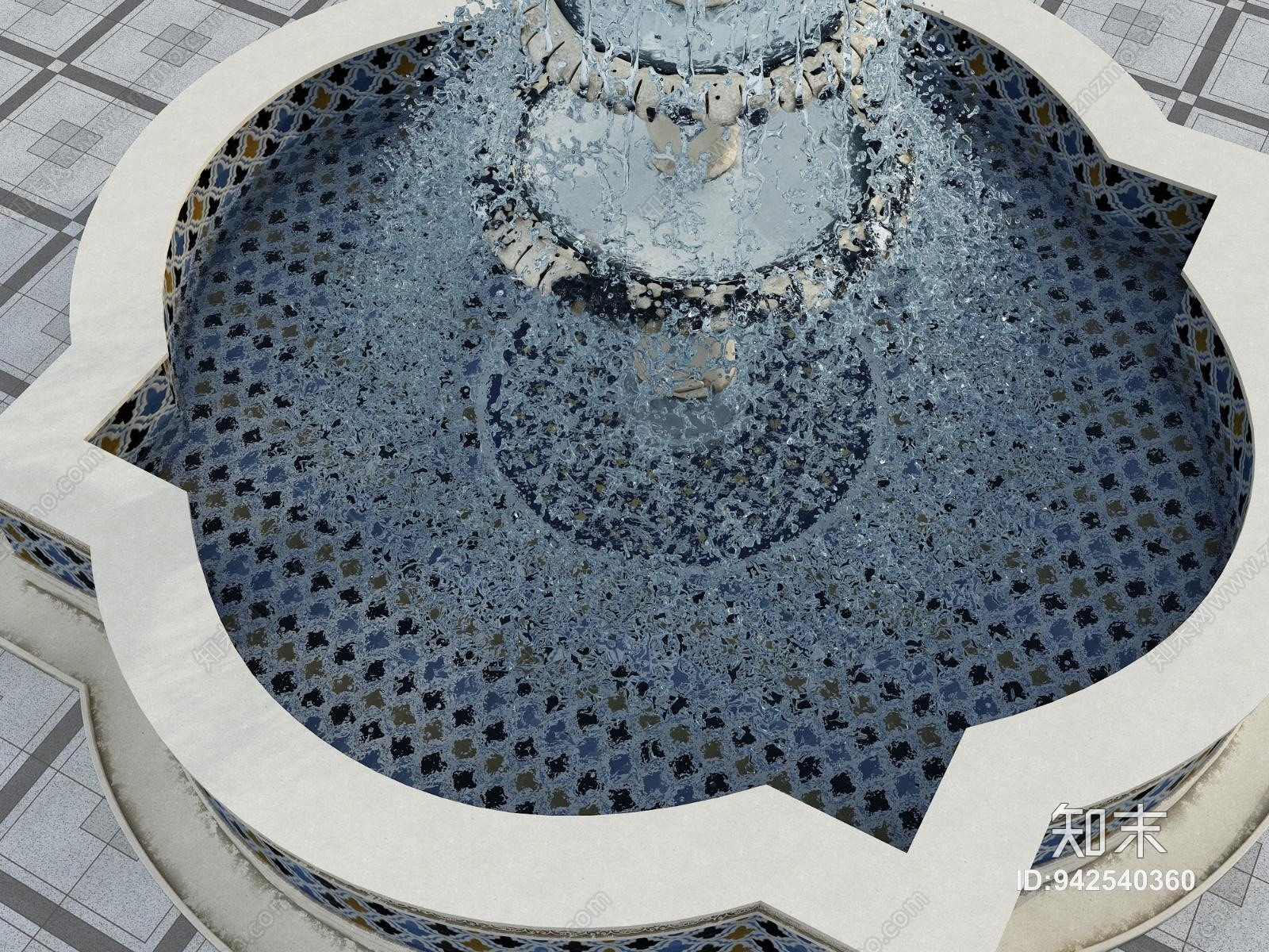 欧式雕塑喷泉旱喷水景3D模型下载【ID:942540360】