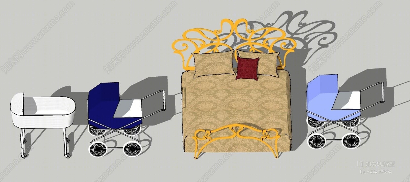 现代儿童床SU模型下载【ID:545406304】