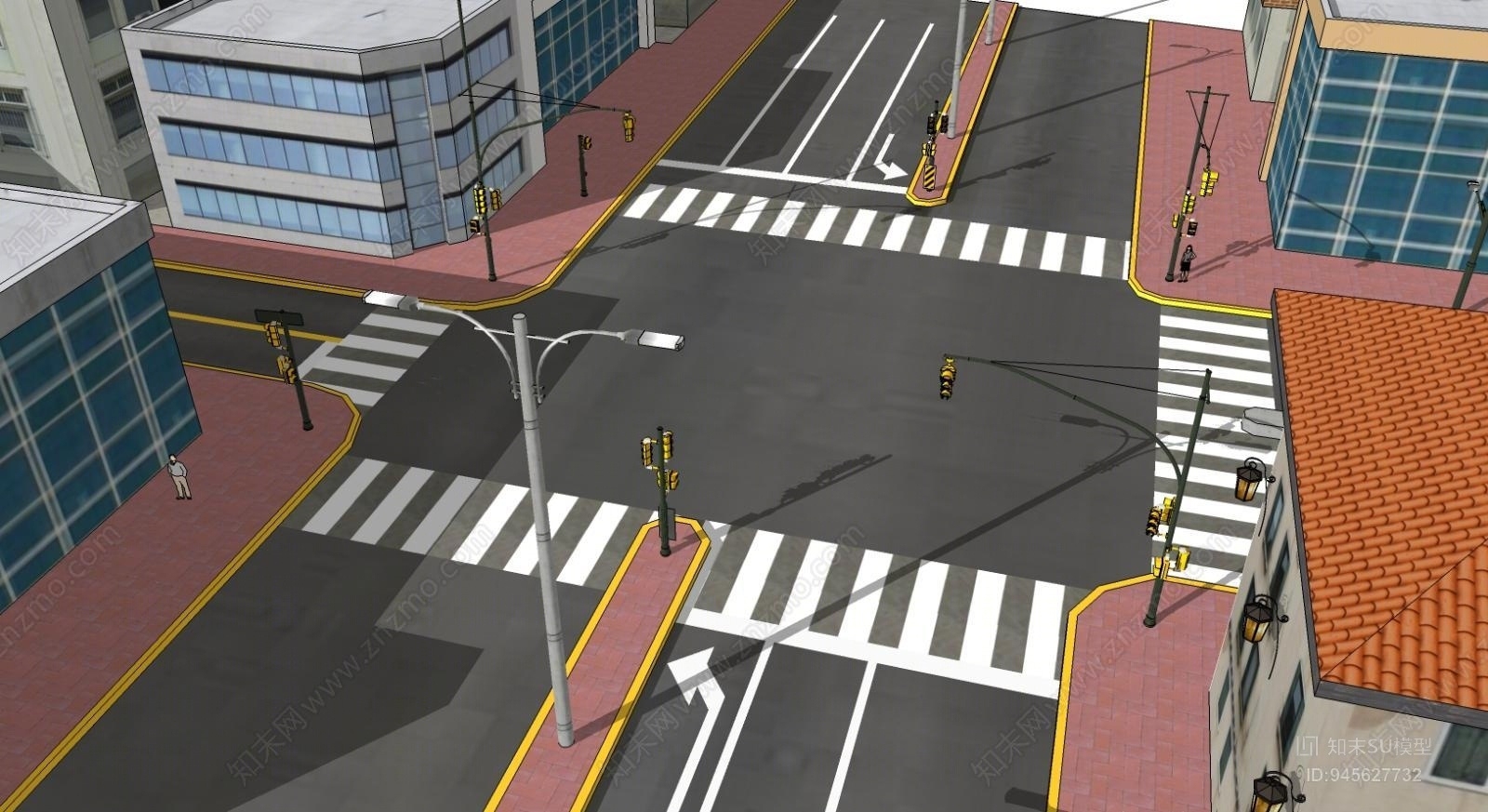 现代风格道路SU模型下载【ID:945627732】
