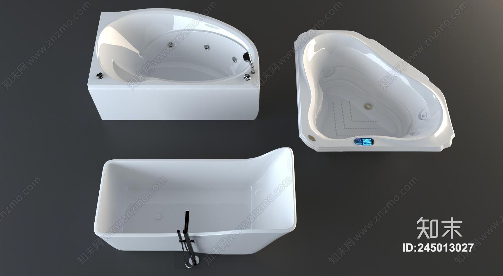 现代浴缸组合3D模型下载【ID:245013027】